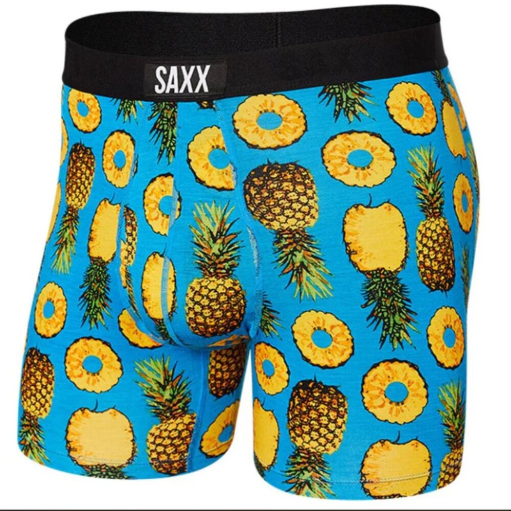 SAXX ULTRA Boxer Briefs with Fly “Polka Pineapple"